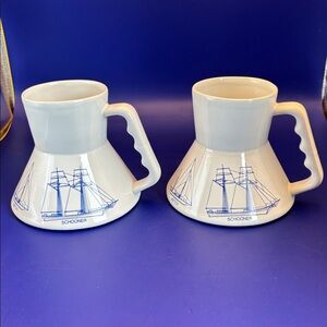 Nautical Sailboats Coffee Mugs Vtg. 1979